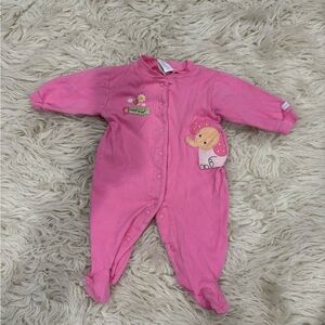 Vintage Carter's Pink Footie”watch me grow” with Elephant Appliqué